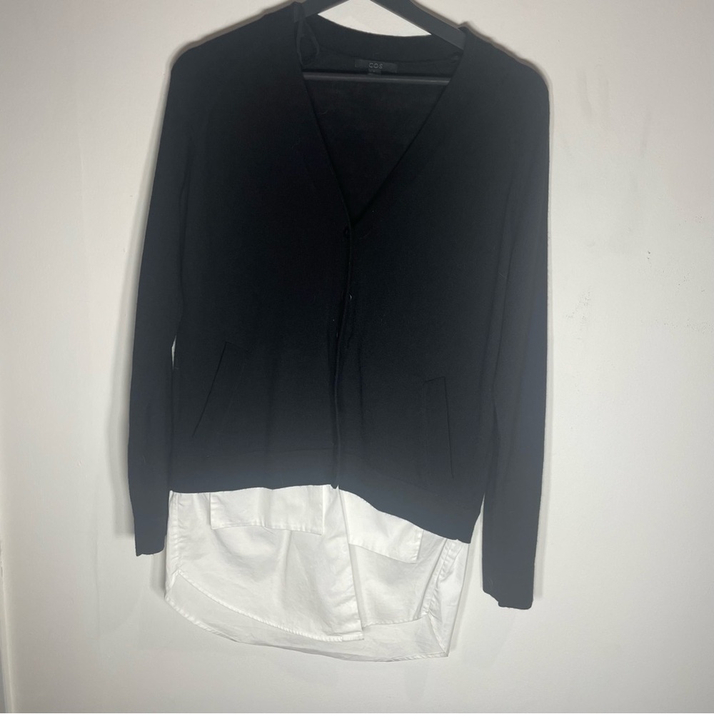 COS Black and White Cardigan Sweater